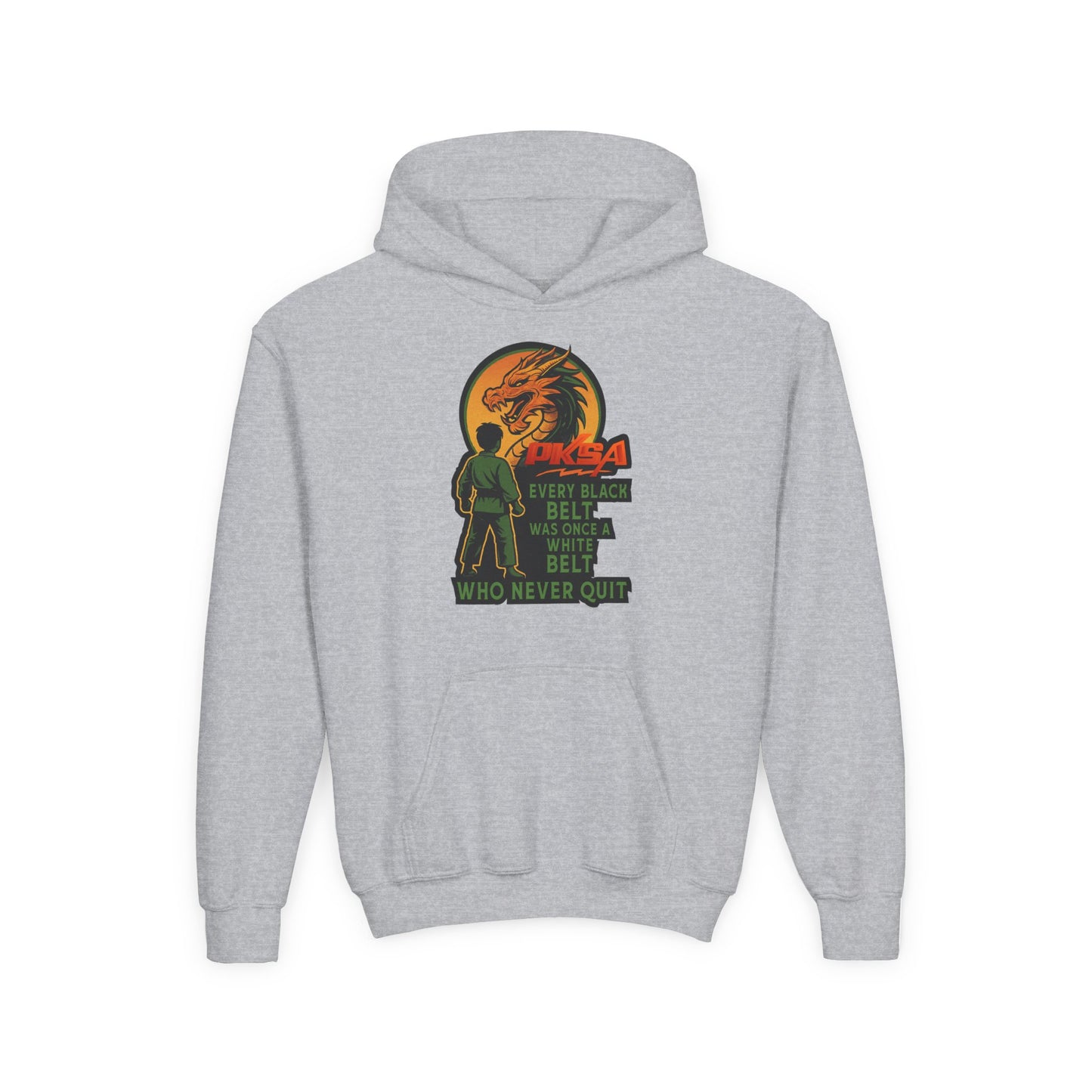 Every Black Belt Never Quit Dragon Heavy Blend Hooded Youth Sweatshirt