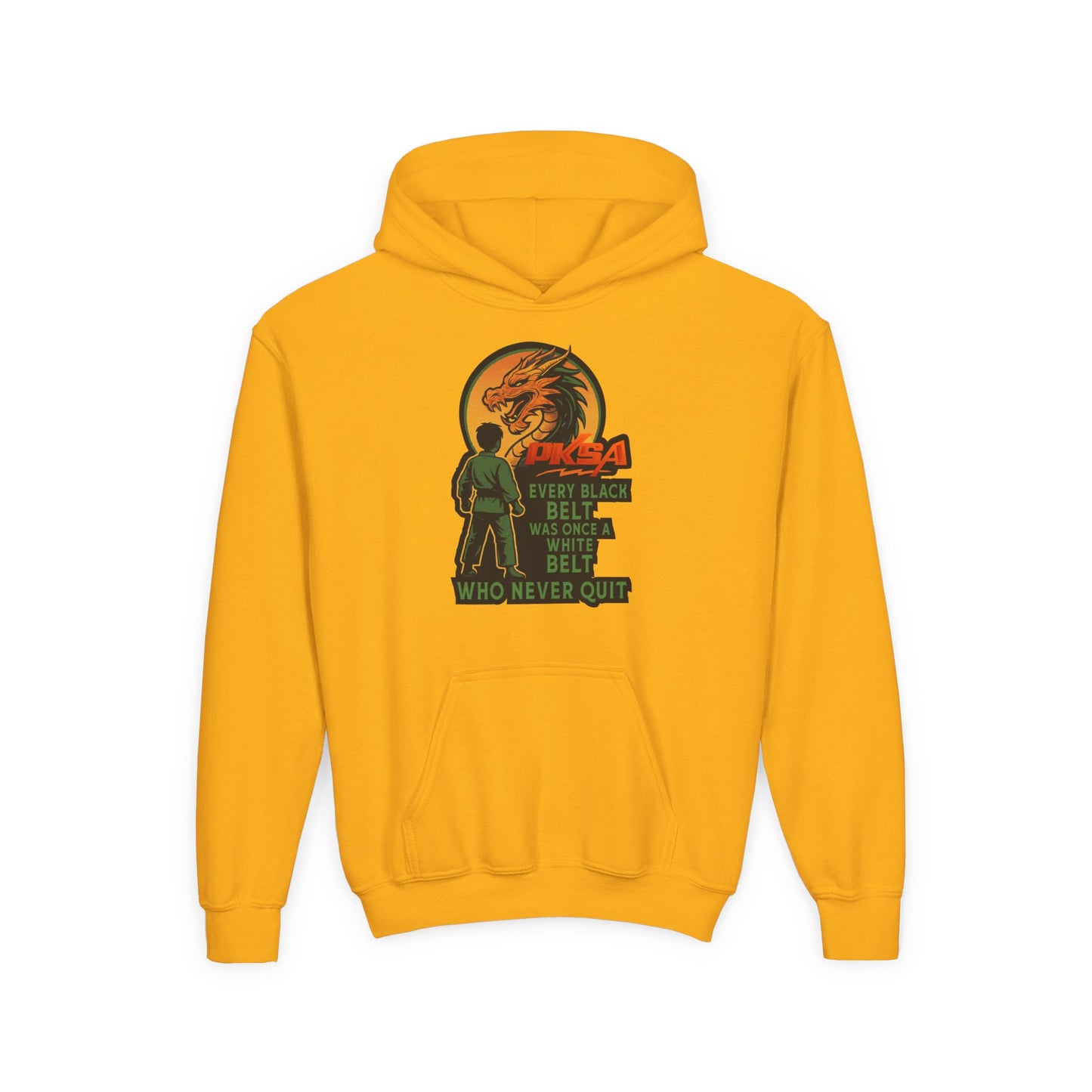 Every Black Belt Never Quit Dragon Heavy Blend Hooded Youth Sweatshirt