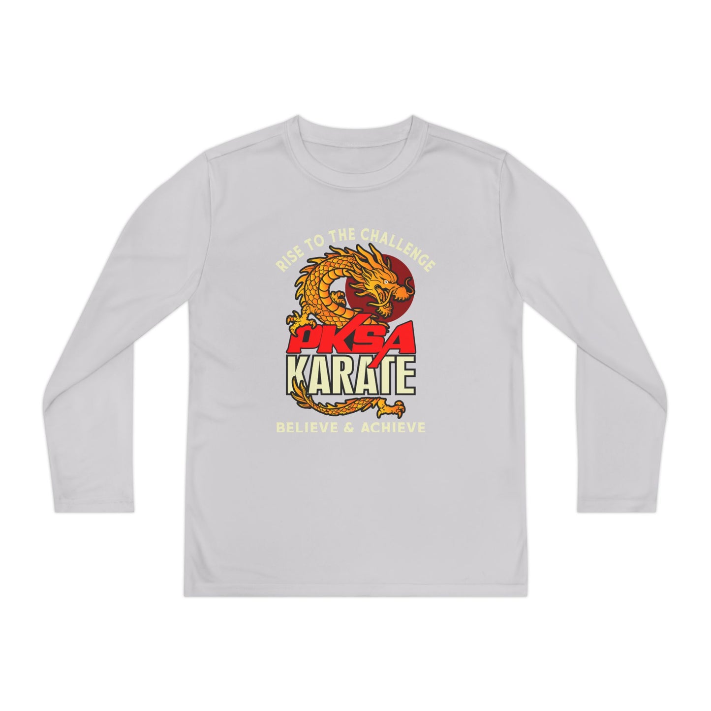 Youth Long Sleeve Dragon Tee, Kids Martial Arts Shirt, Cool Graphic Top, Dragon Lovers Apparel, Sporty Gift Idea for Boys