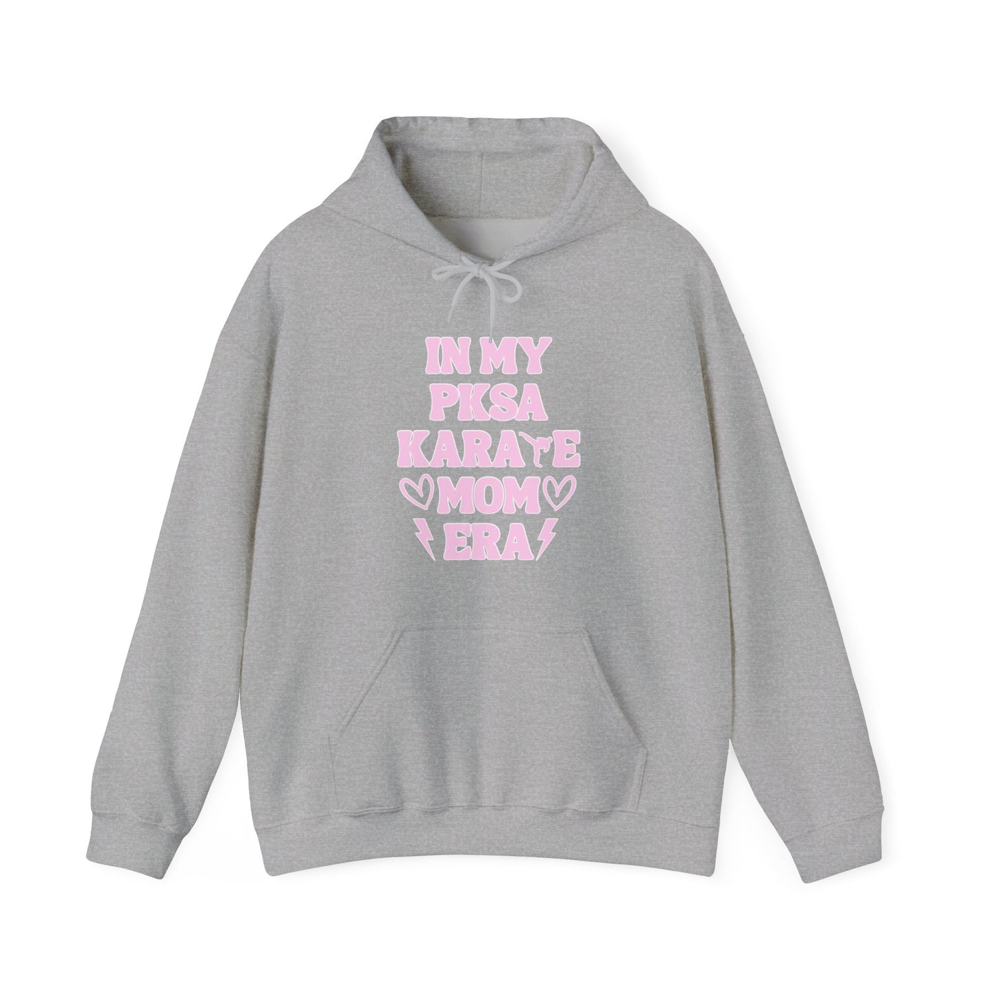 In my PKSA Karate Mom Era Unisex Heavy Blend™ Hooded Sweatshirt