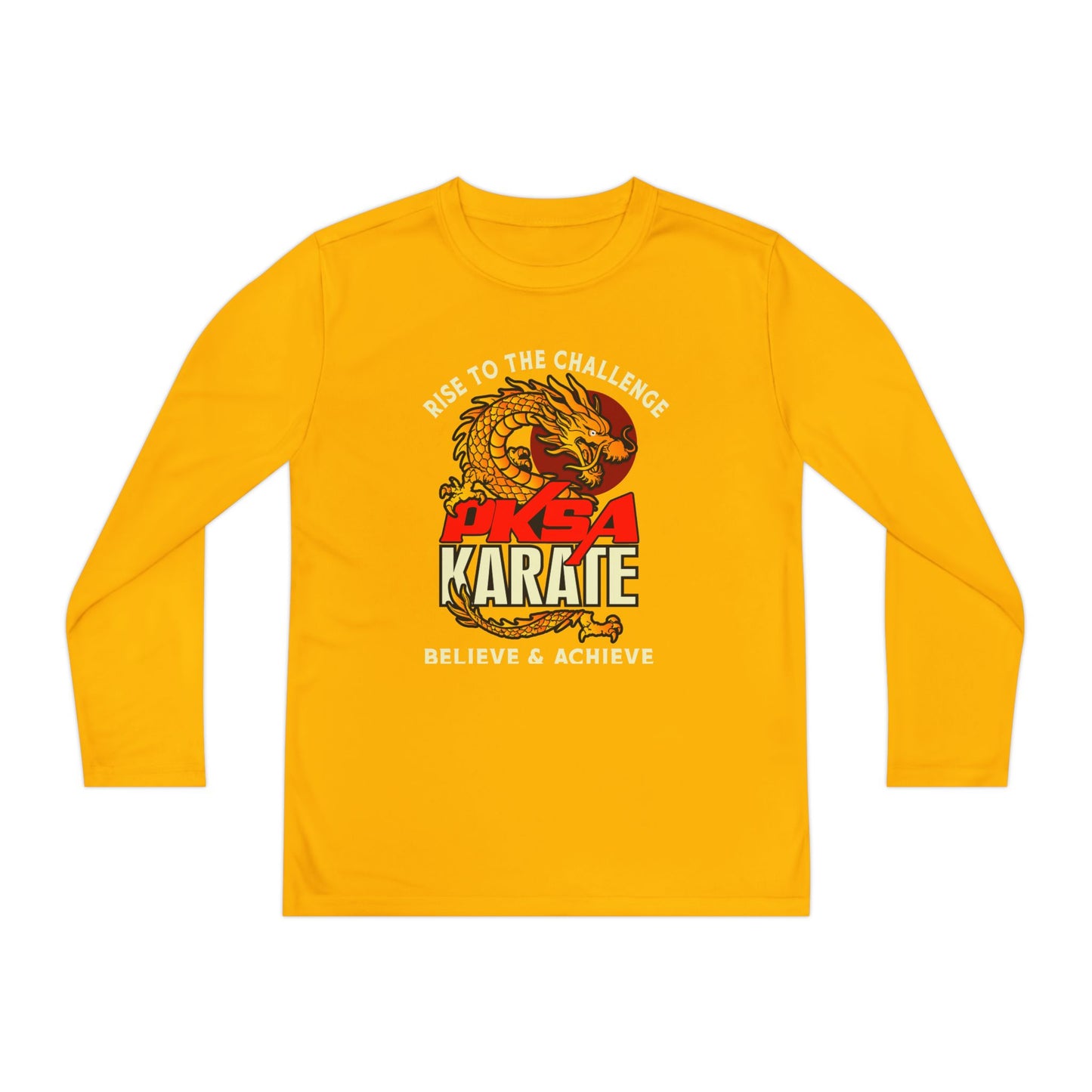 Youth Long Sleeve Dragon Tee, Kids Martial Arts Shirt, Cool Graphic Top, Dragon Lovers Apparel, Sporty Gift Idea for Boys