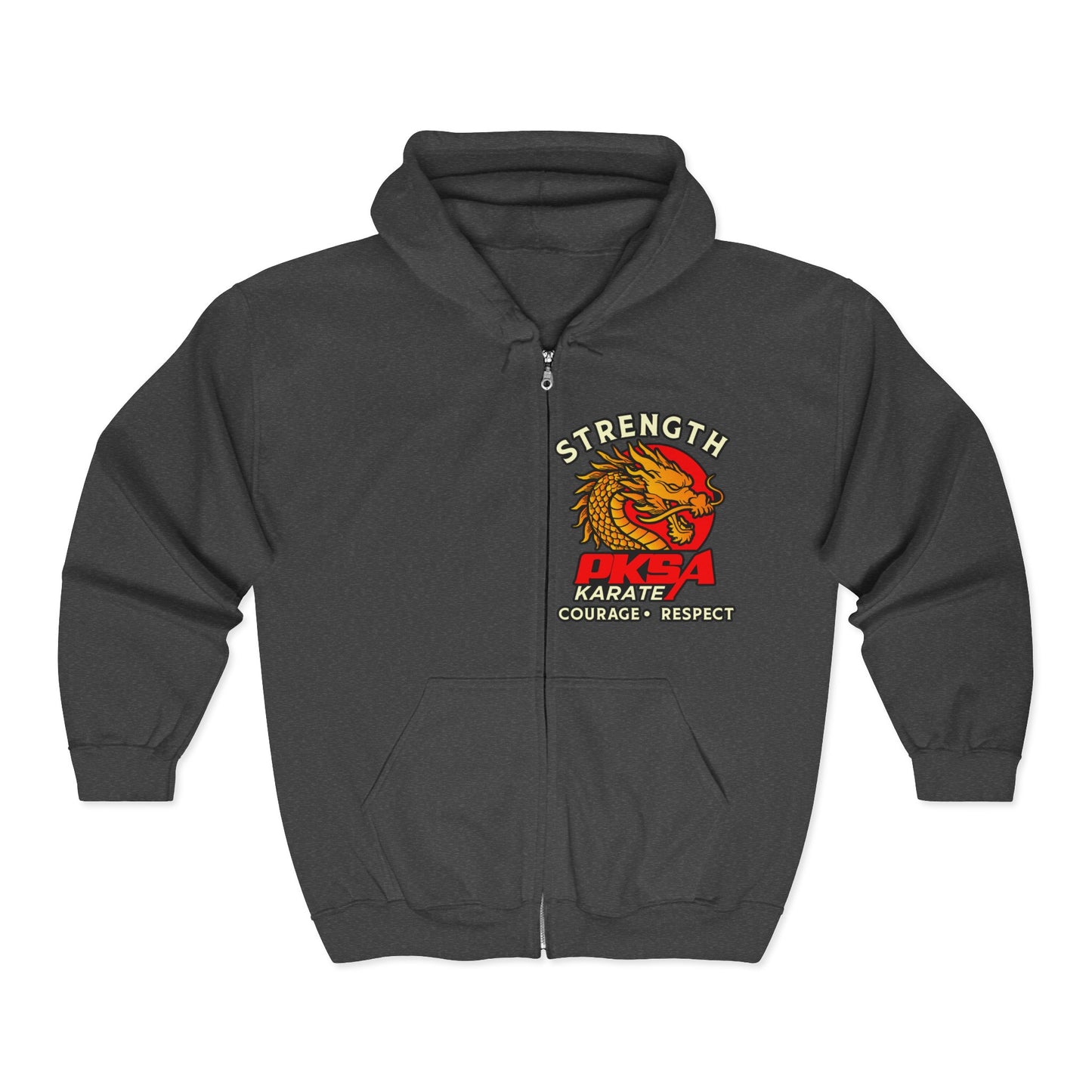 Strength Courage Respect Dragon Unisex Heavy Blend™ Full Zip Hooded Sweatshirt