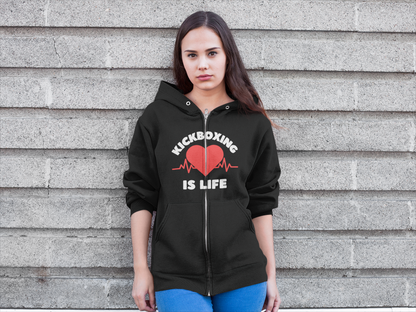 Kickboxing is Life Unisex Heavy Blend™ Full Zip Hooded Sweatshirt Black/Grey