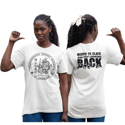 Dragon White Belt Headed to Black Belt Double sided Unisex T-Shirt