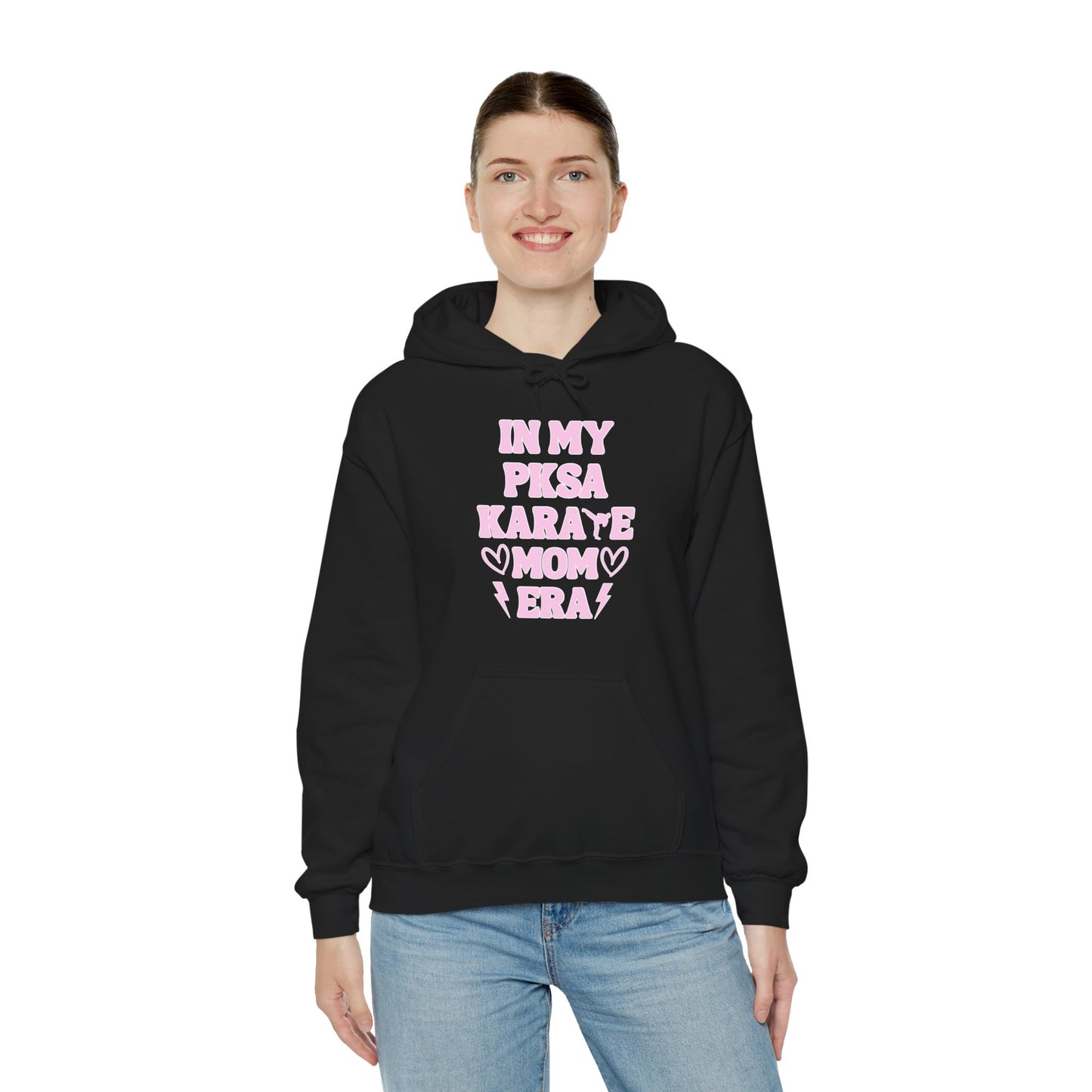 In my PKSA Karate Mom Era Unisex Heavy Blend™ Hooded Sweatshirt
