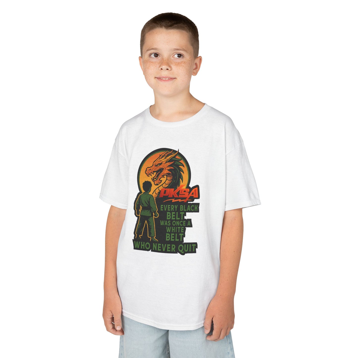 Every Black Belt Never Quit  Dragon PKSA Karate Kids Tee