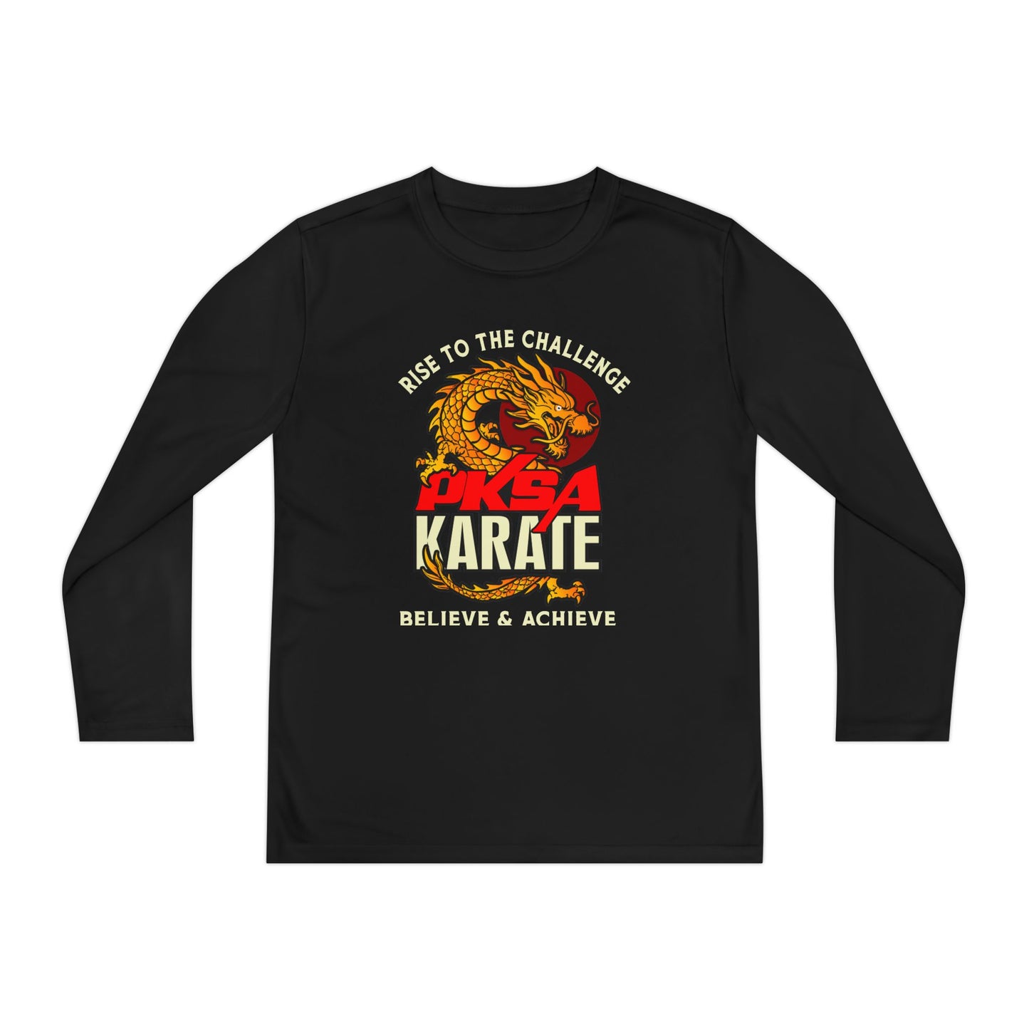 Youth Long Sleeve Dragon Tee, Kids Martial Arts Shirt, Cool Graphic Top, Dragon Lovers Apparel, Sporty Gift Idea for Boys