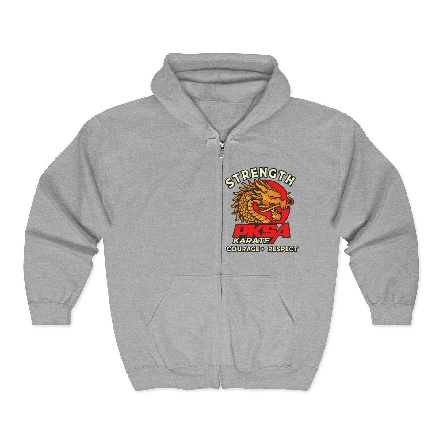 Strength Courage Respect Dragon Unisex Heavy Blend™ Full Zip Hooded Sweatshirt
