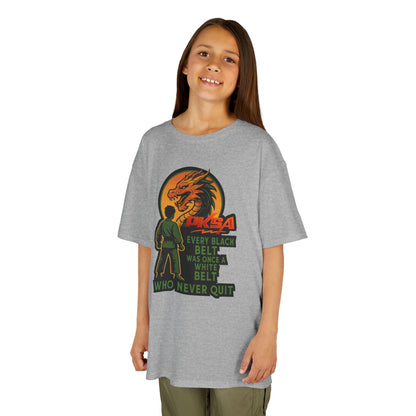 Every Black Belt Never Quit  Dragon PKSA Karate Kids Tee