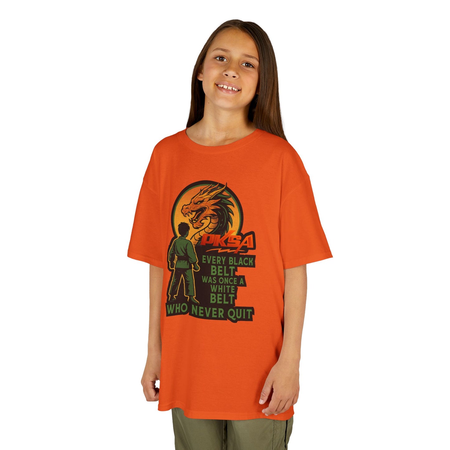 Every Black Belt Never Quit  Dragon PKSA Karate Kids Tee