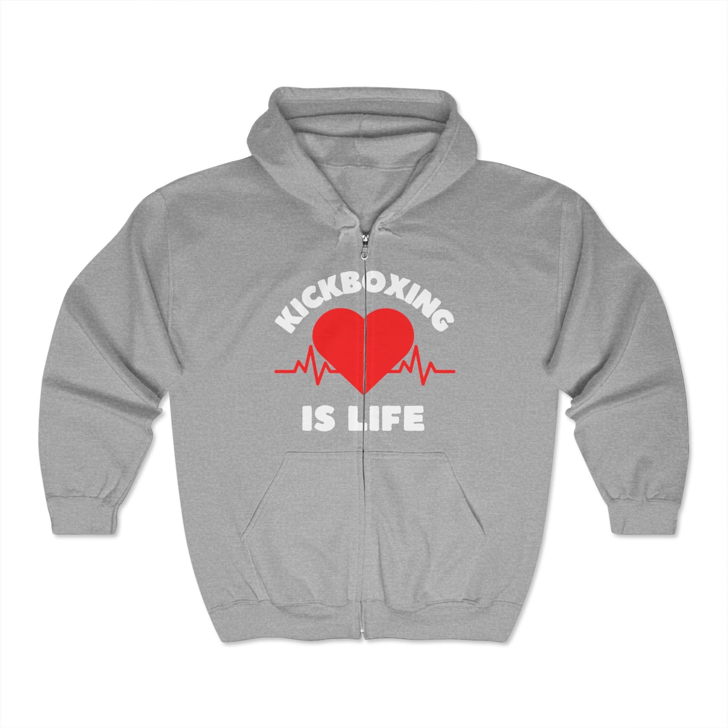 Kickboxing is Life Unisex Heavy Blend™ Full Zip Hooded Sweatshirt Black/Grey