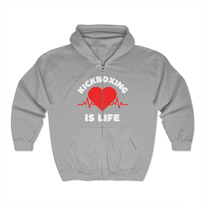 Kickboxing is Life Unisex Heavy Blend™ Full Zip Hooded Sweatshirt Black/Grey