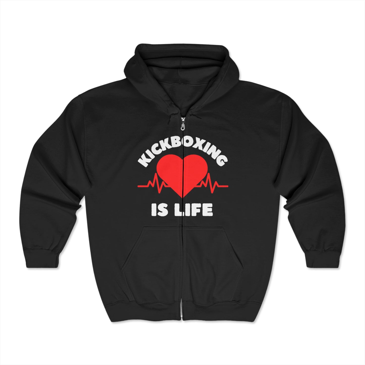 Kickboxing is Life Unisex Heavy Blend™ Full Zip Hooded Sweatshirt Black/Grey