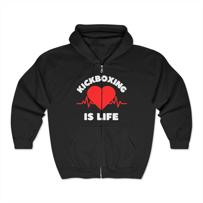Kickboxing is Life Unisex Heavy Blend™ Full Zip Hooded Sweatshirt Black/Grey