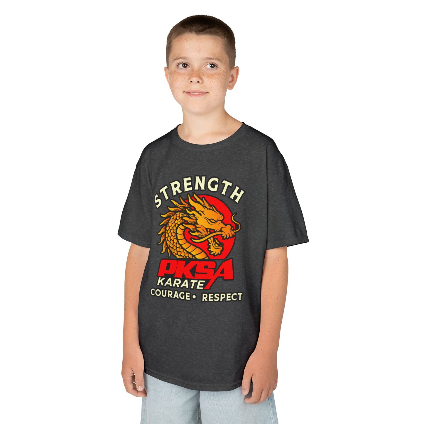 Strength, Courage, Respect Dragon PKSA Karate Kids Tee