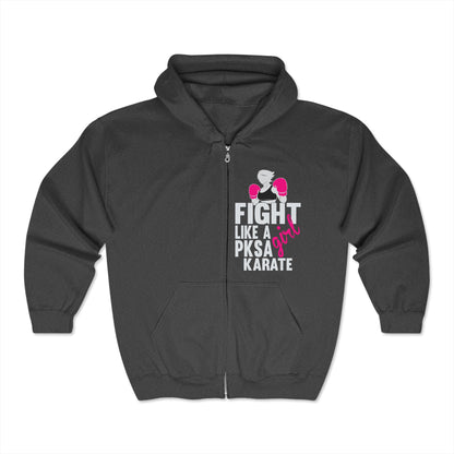Fight Like a PKSA Karate Girl Unisex Heavy Blend™ Full Zip Hooded Sweatshirt