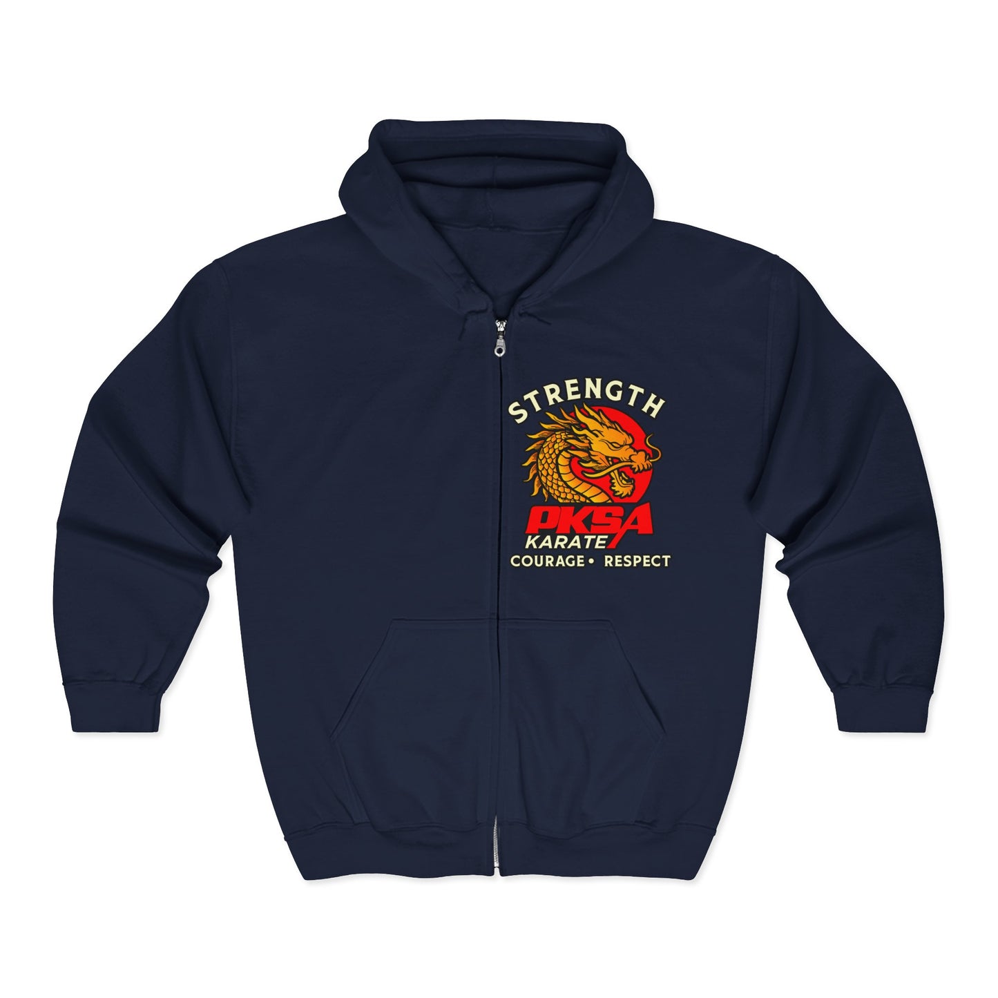 Strength Courage Respect Dragon Unisex Heavy Blend™ Full Zip Hooded Sweatshirt