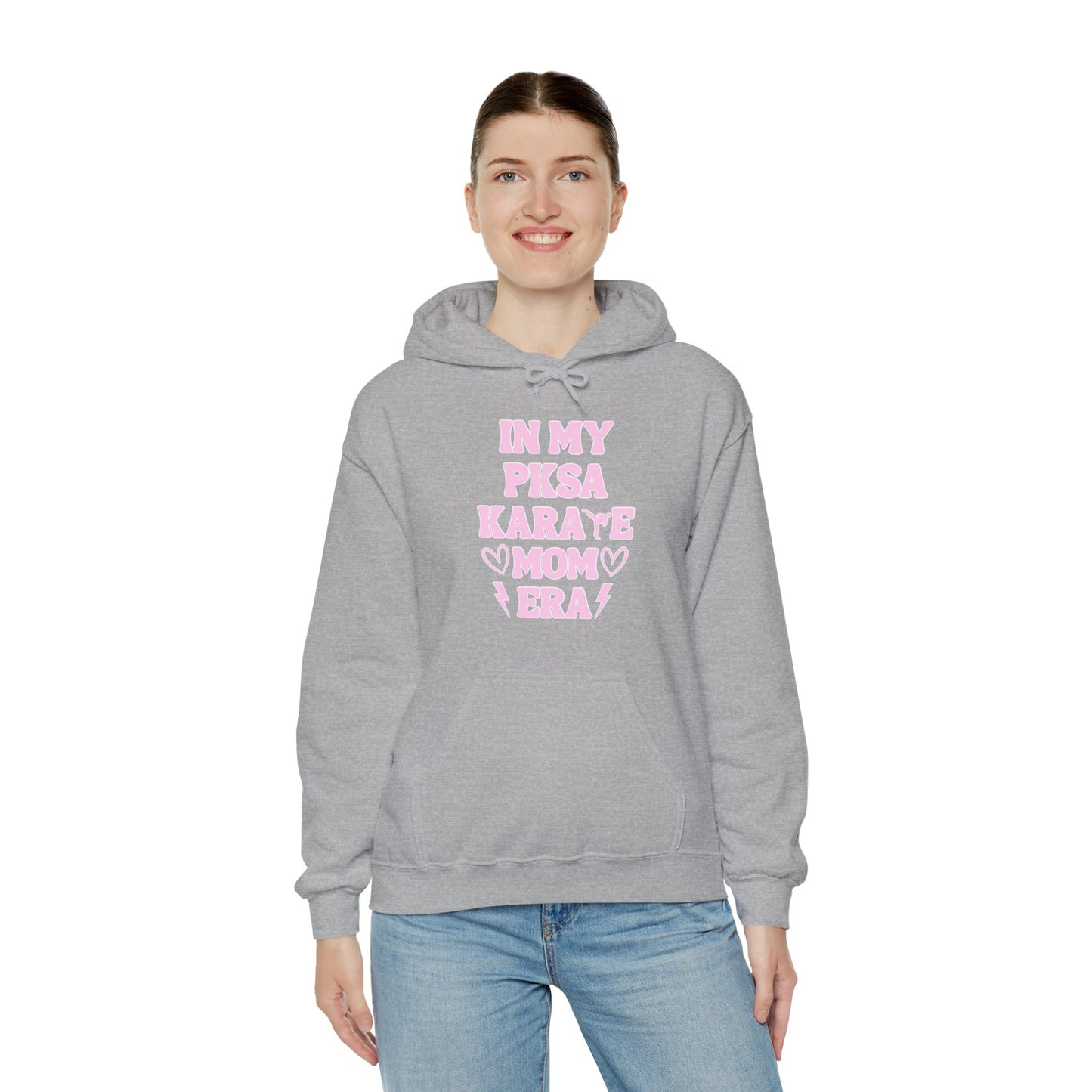 In my PKSA Karate Mom Era Unisex Heavy Blend™ Hooded Sweatshirt