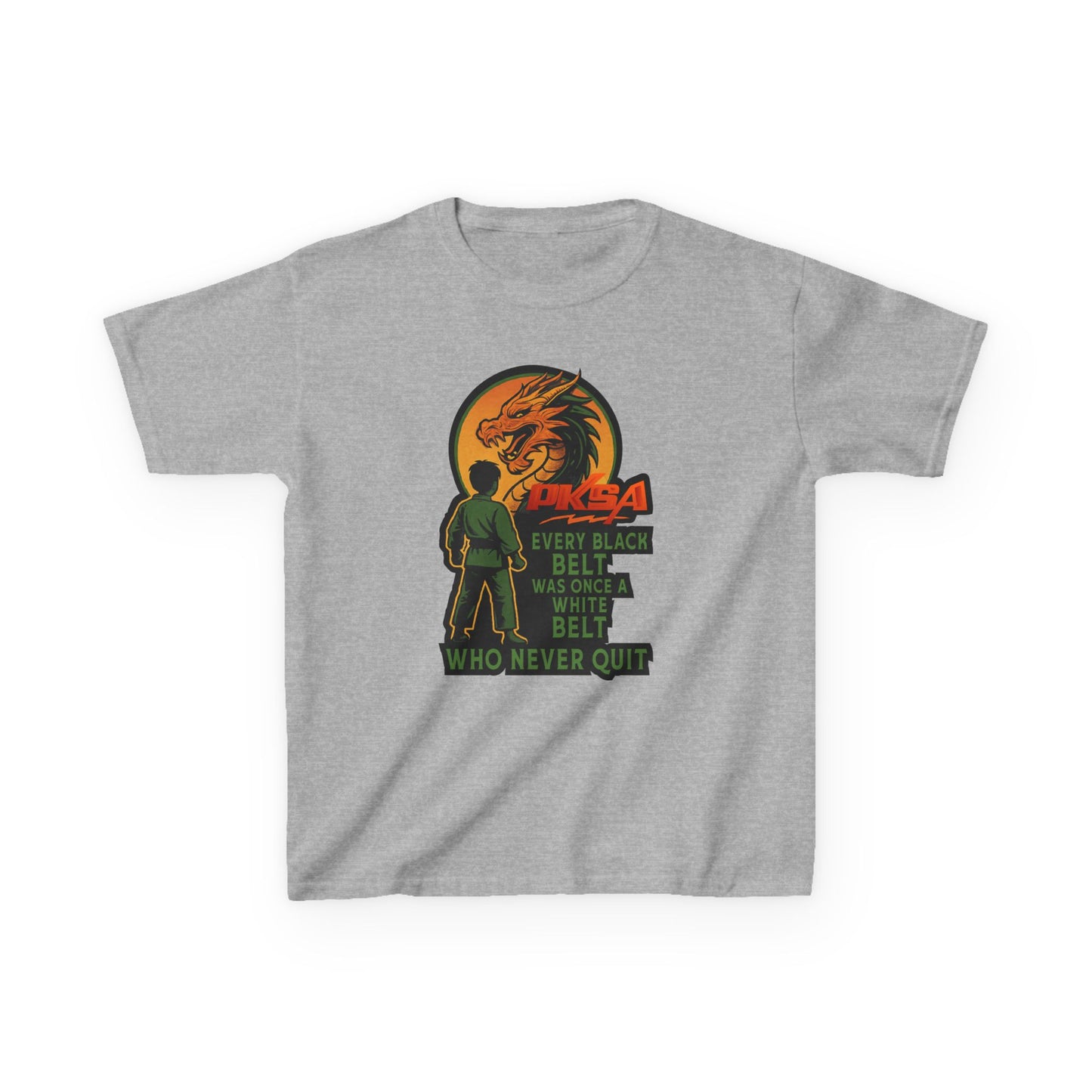 Every Black Belt Never Quit  Dragon PKSA Karate Kids Tee